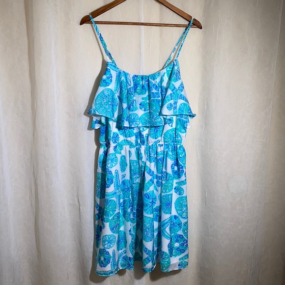 Lilly Pulitzer Dresses & Skirts - Lilly Piltzer white, turquoise and blue size L